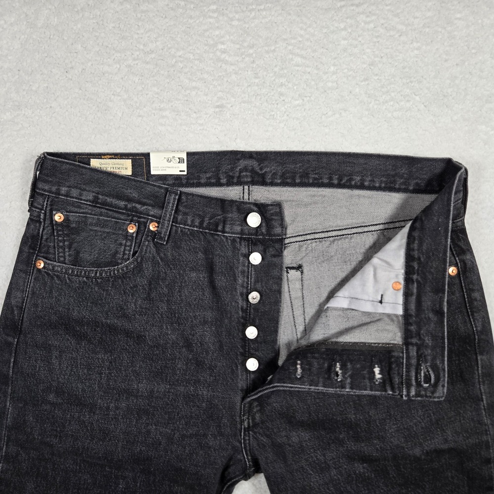 Levi's Premium 501 Slim Taper Selvedge Jeans Faded Black 36X30 100% Cotton - Picture 3 of 9